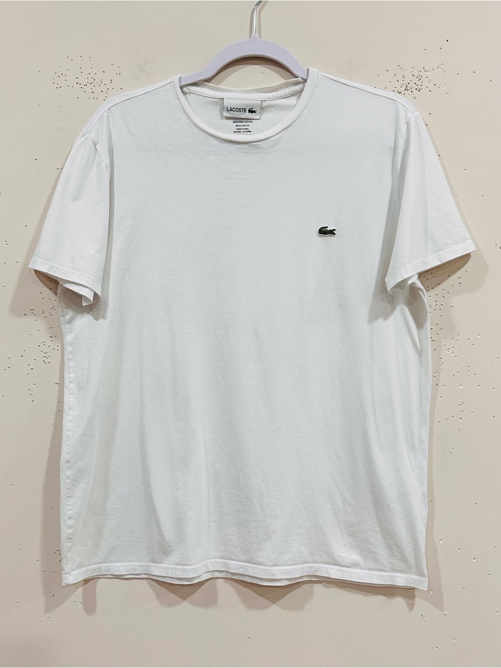 Lacoste Men's Pima Cotton T-Shirt White Regular Fit Size FR 5 - US L